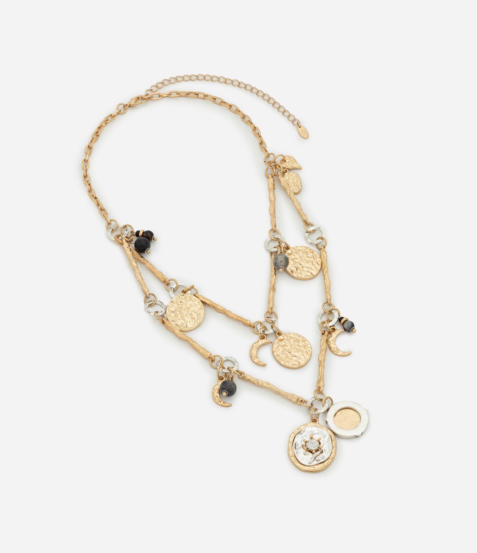 Colar Camadas em Metal com Berloques Dourado 2