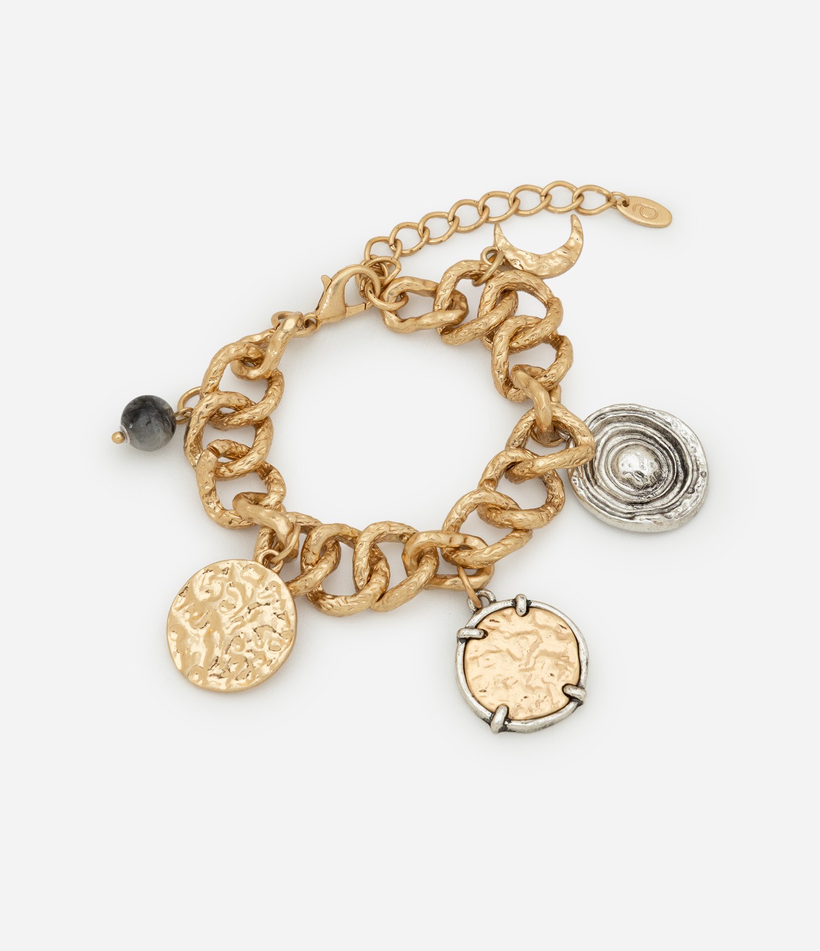 Pulseira Metalizada com Pingentes Berloque Dourado 2