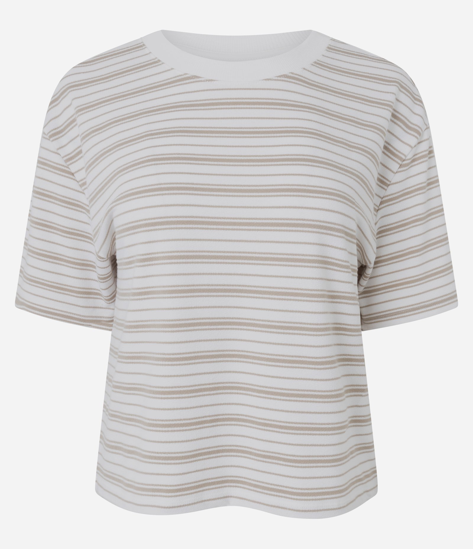 Camiseta de Pijama em Viscolycra com Estampa de Listras Rosa/Branco 1