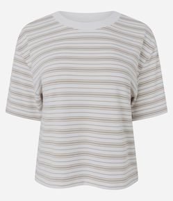 Camiseta de Pijama em Viscolycra com Estampa de Listras