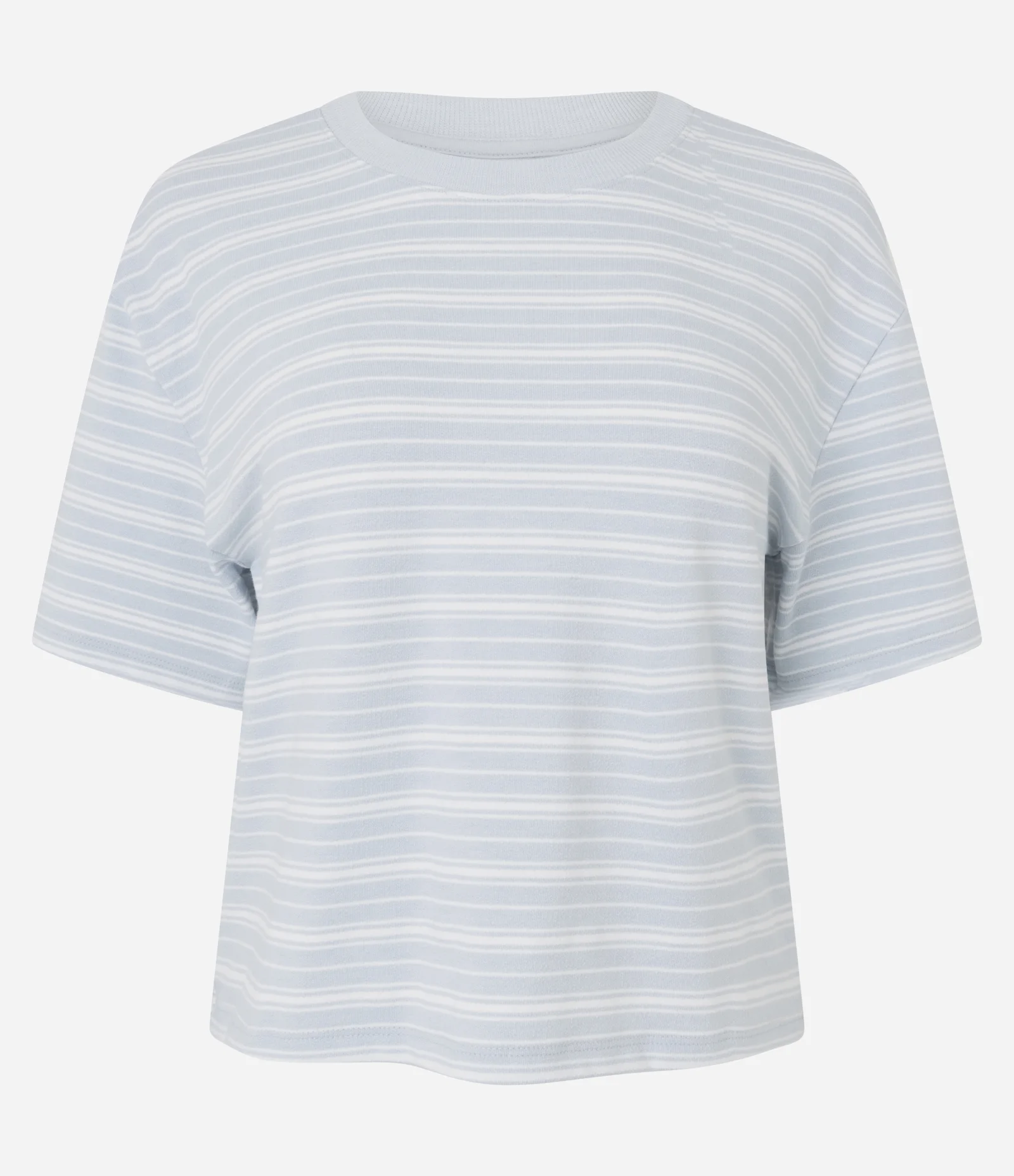 Camiseta de Pijama Regular em Viscolycra com Estampa de Listras Azul/Branco 1