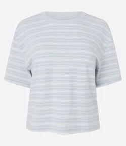 Camiseta de Pijama Regular em Viscolycra com Estampa de Listras