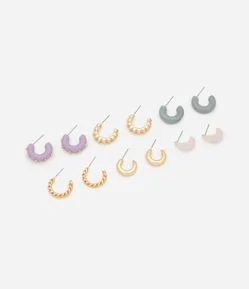 Kit 06 Argolas Coloridas Texturizadas