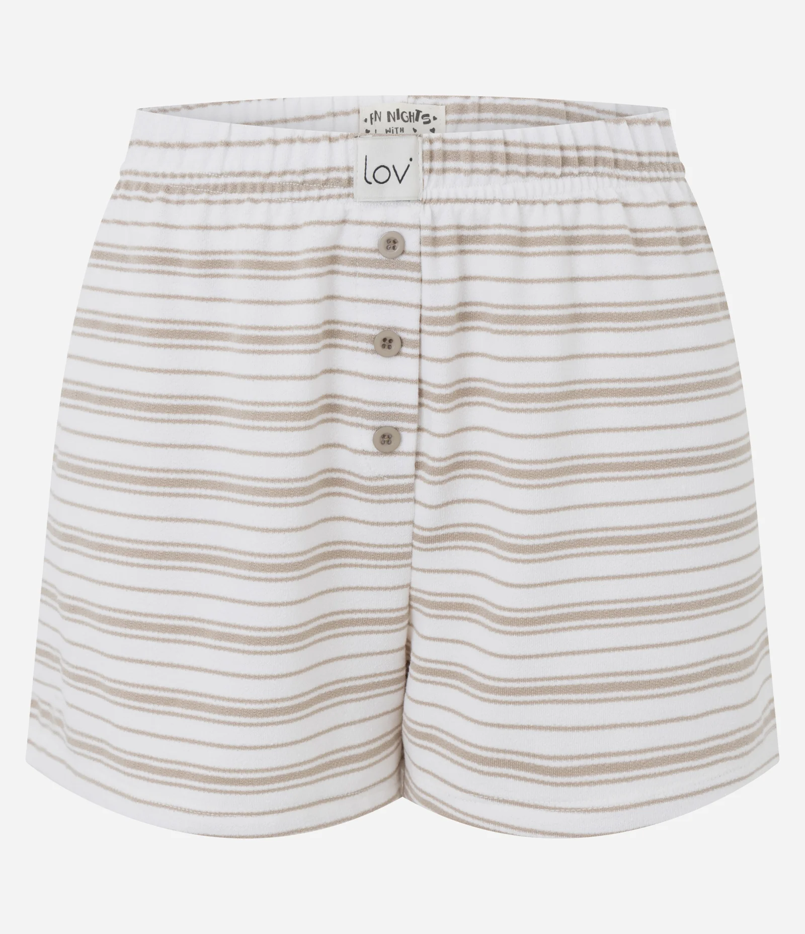 Short de Pijama em Viscolycra com Botões e Estampa de Listras Rosa 1