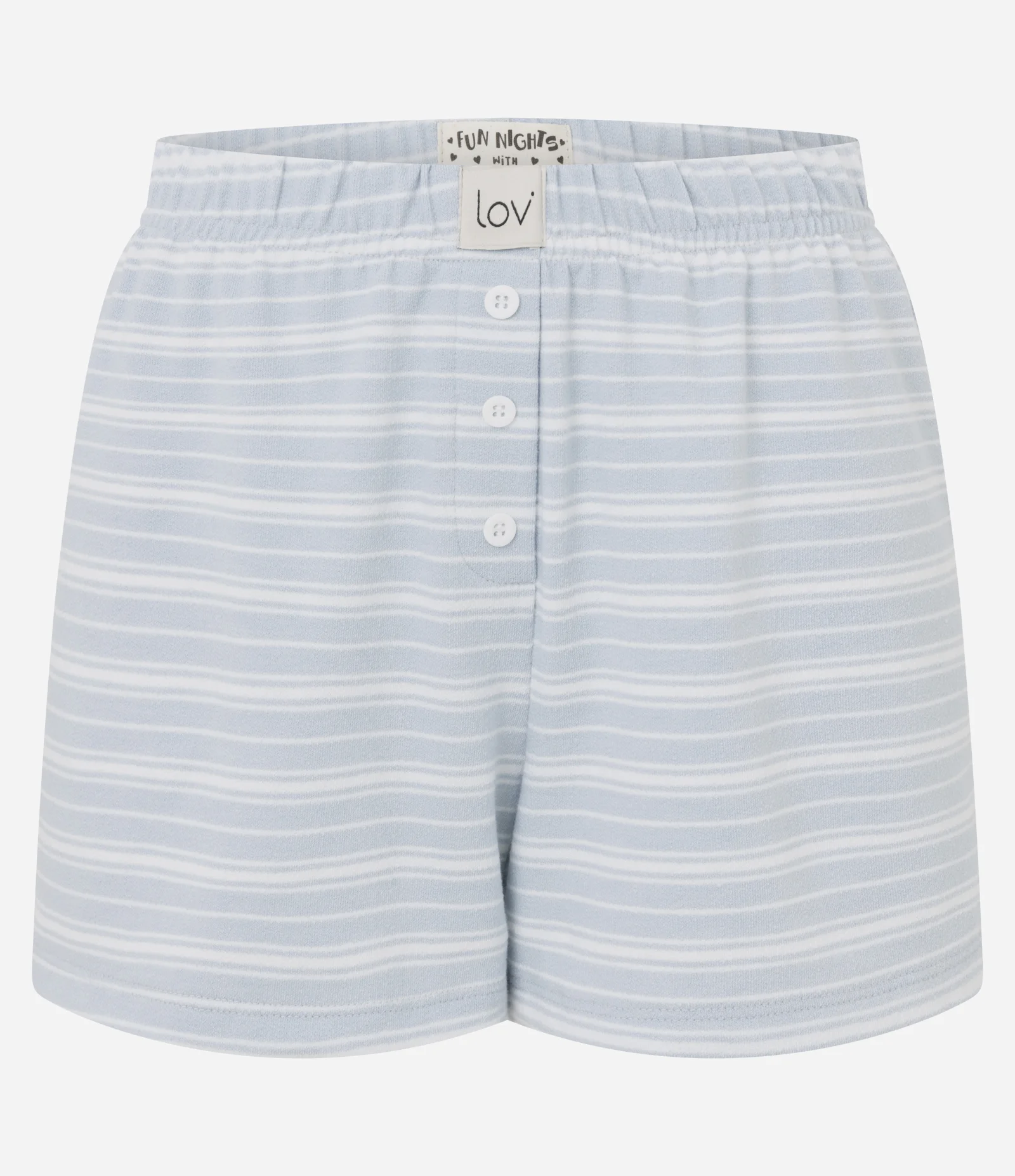 Short de Pijama em Viscolycra com Botões e Listras Azul 1