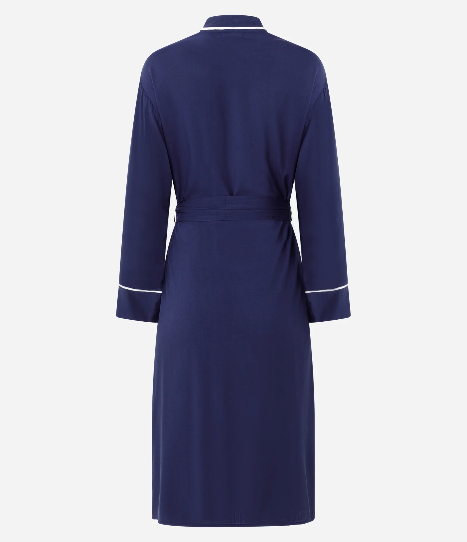 Robe em Viscose com Pippings Contrastantes e Faixa para Amarração Azul 2