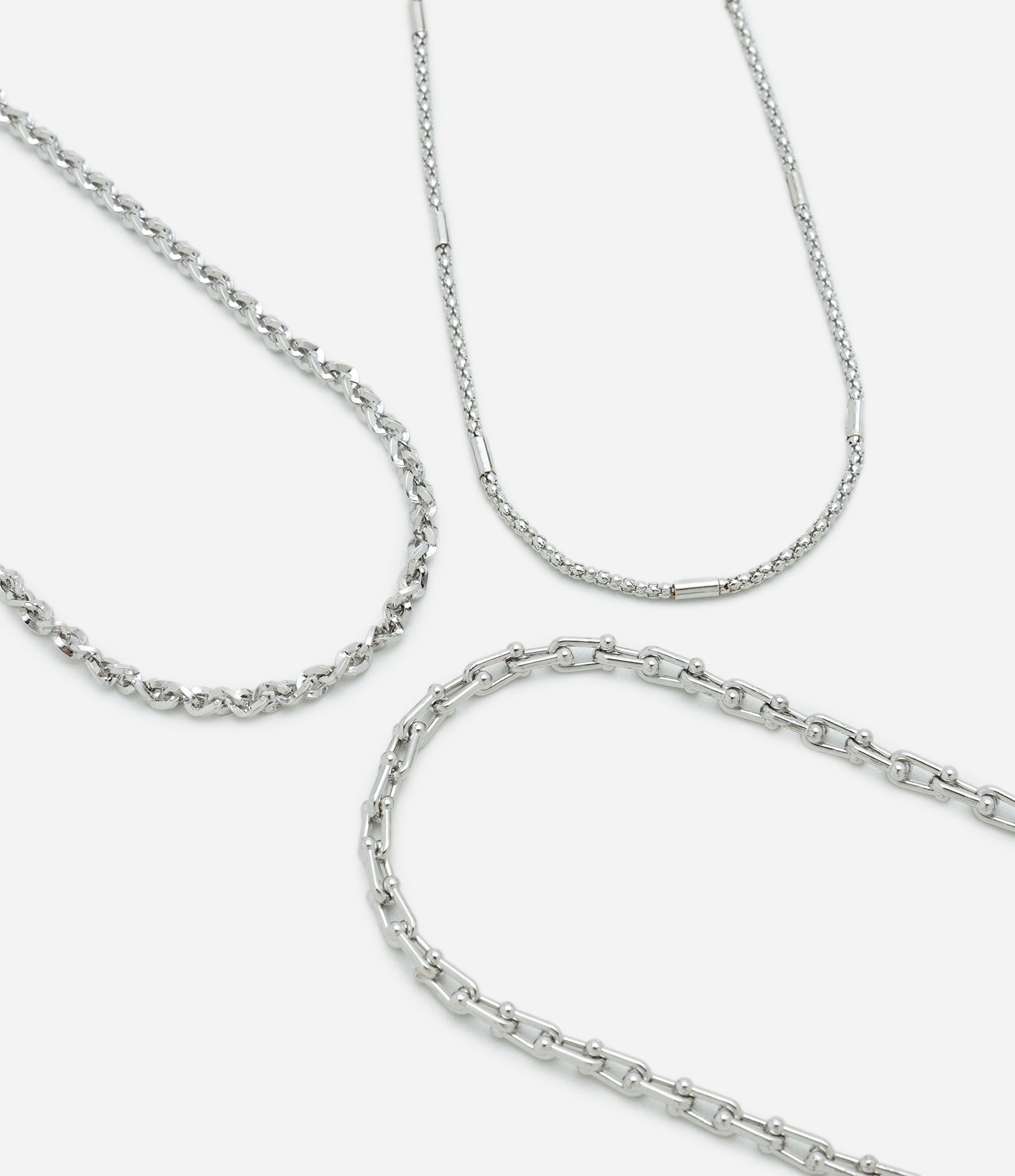 Colar em Camadas com Correntaria Variada Prata 1