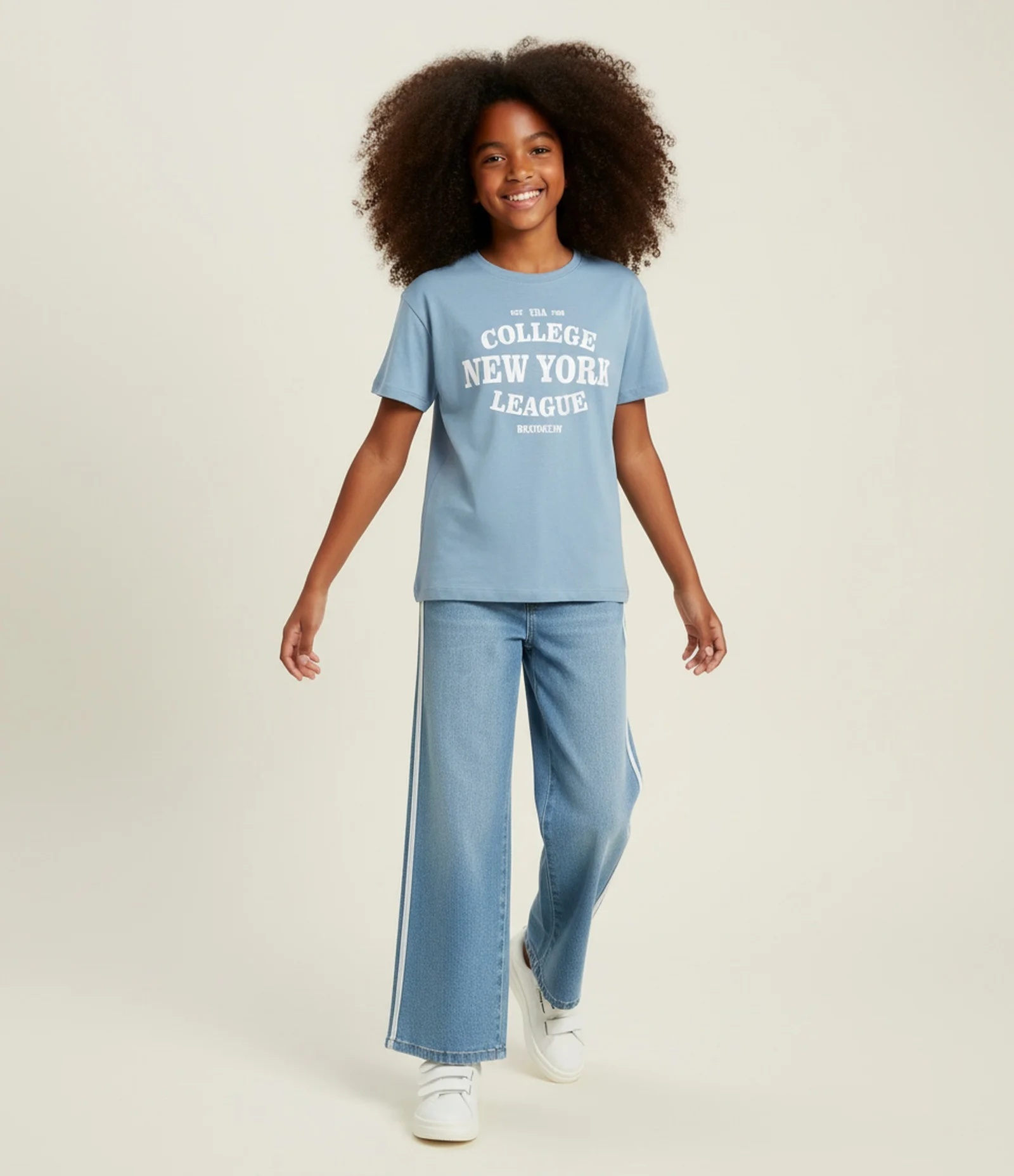 Camiseta Infantil com Estampa Lettering – Tam 7 a 16 Anos Azul 1