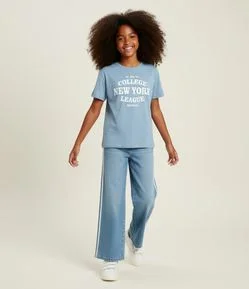 Camiseta Infantil com Estampa Lettering – Tam 7 a 16 Anos