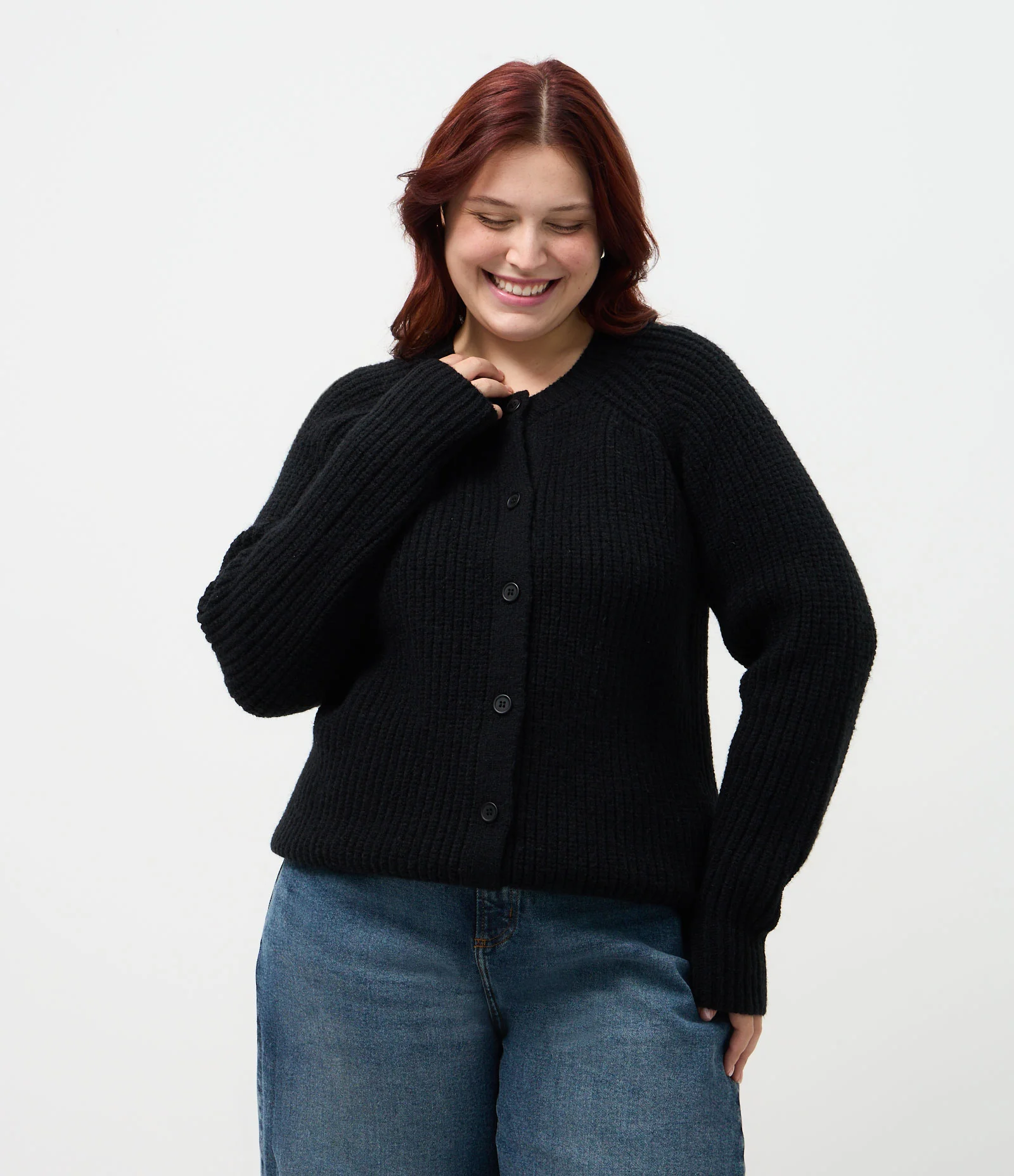 Cardigan Alongado em Tricô com Botões Curve & Plus Size Preto 1