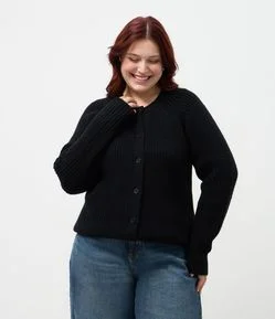 Cardigan Alongado em Tricô com Botões Curve & Plus Size