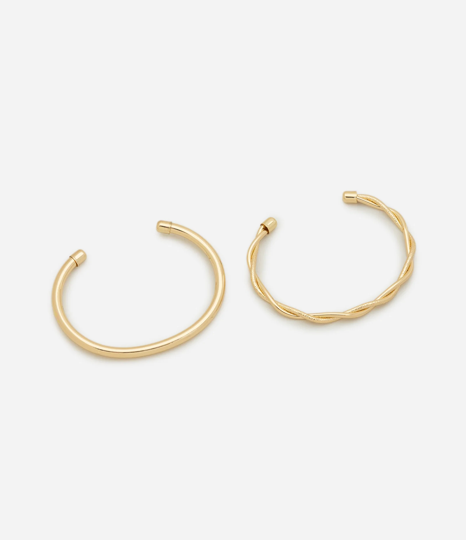 Kit 02 Braceletes Abertos com Efeito Entrelaçado Dourado 1