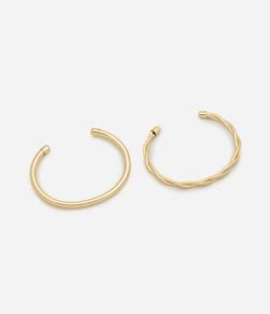 Kit 02 Braceletes Abertos com Efeito Entrelaçado