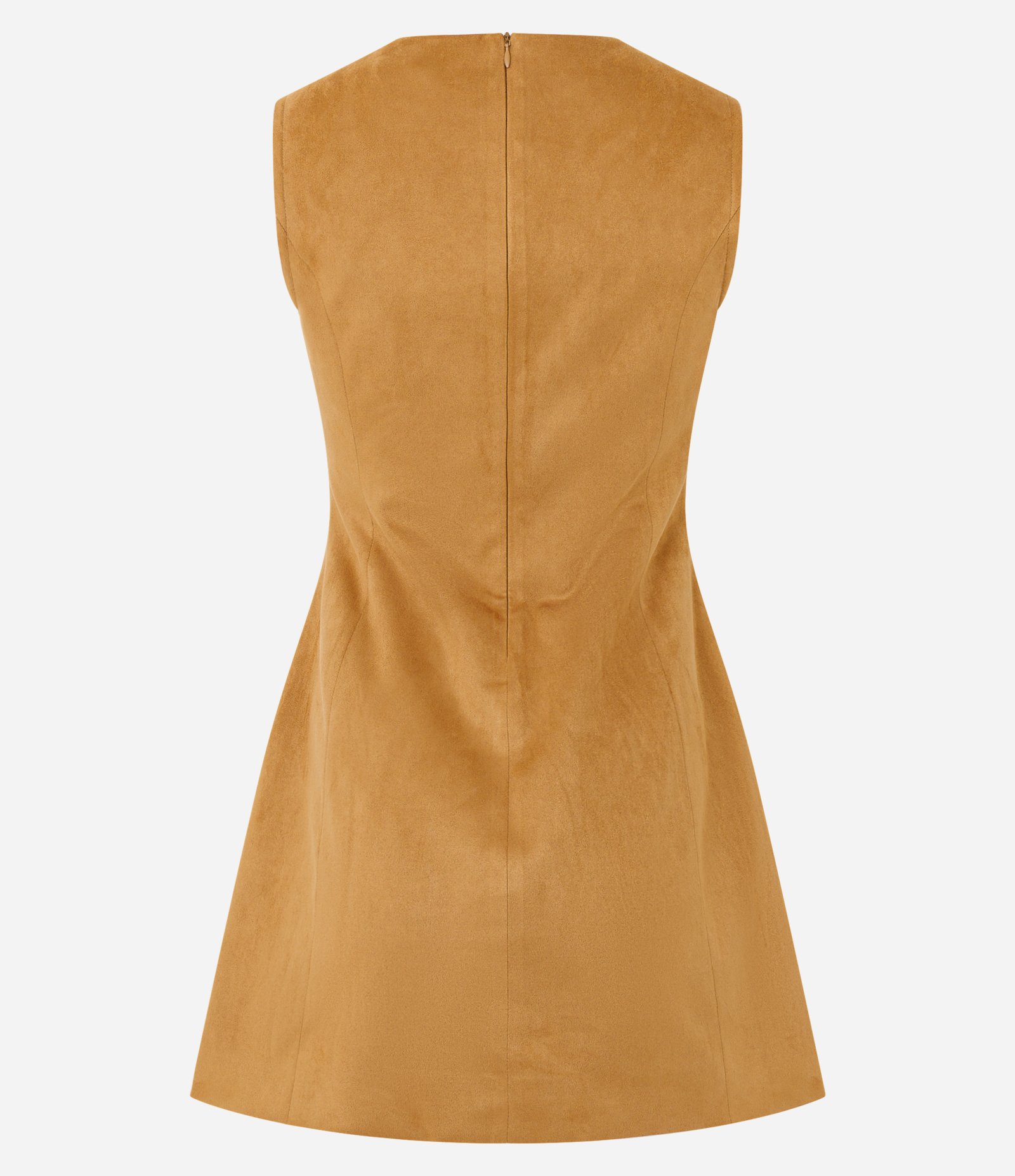 Vestido Curto em Malha Suede com Bolsos Marrom 7