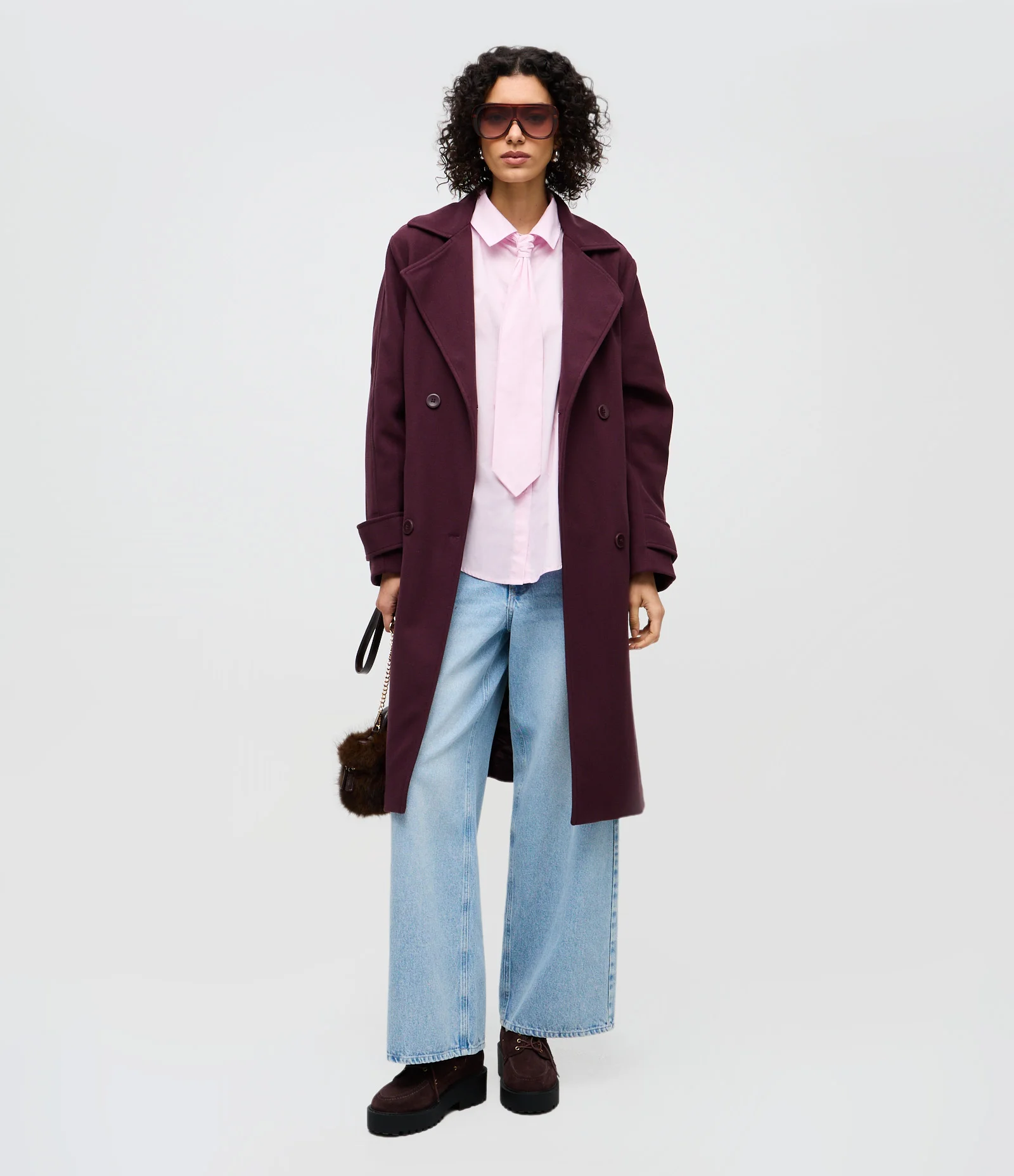 Casaco Longo com Fechamento de Dois Botões Bordô 1