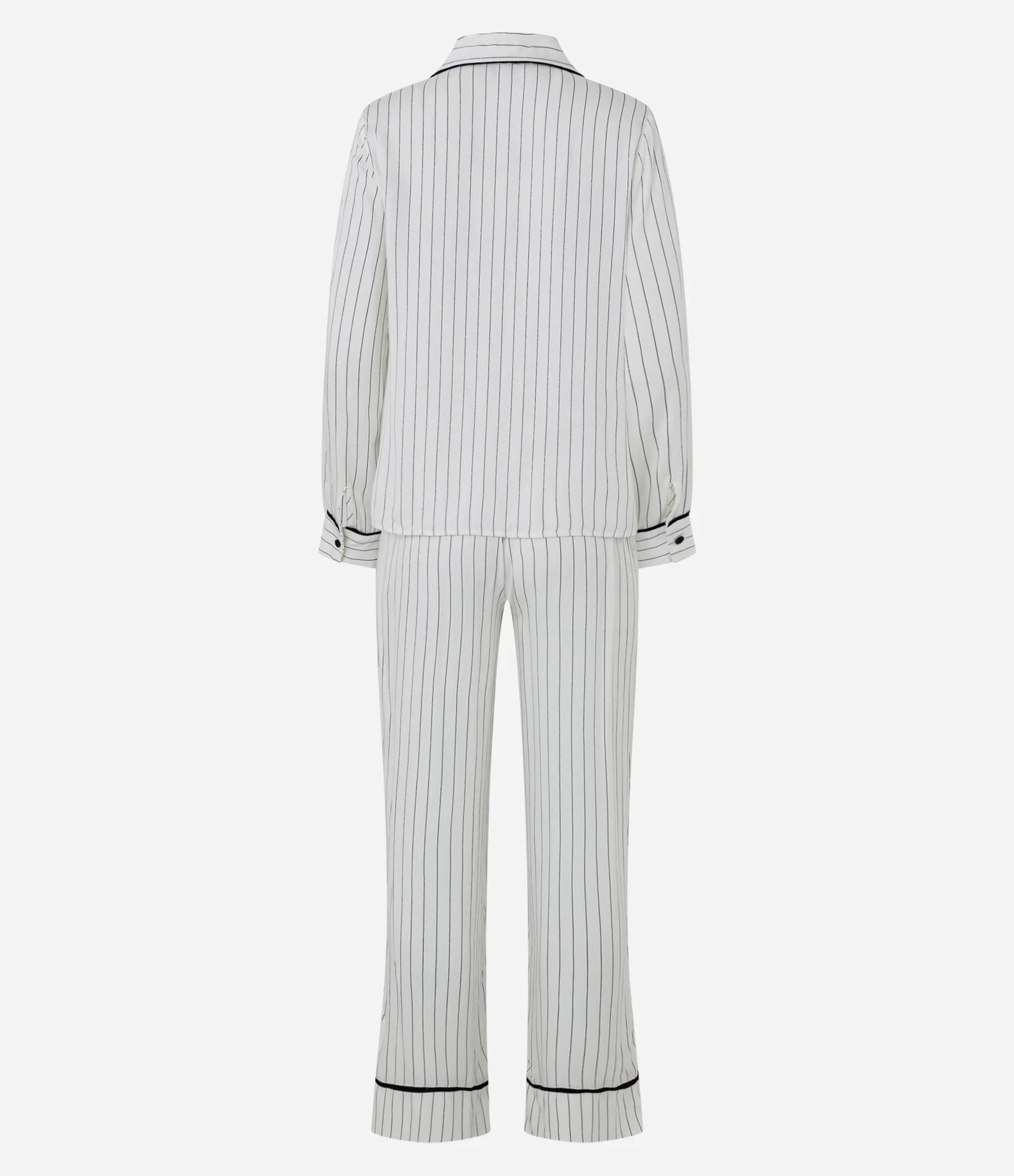 Pijama Longo em Viscose com Estampa Listrada Branco 2