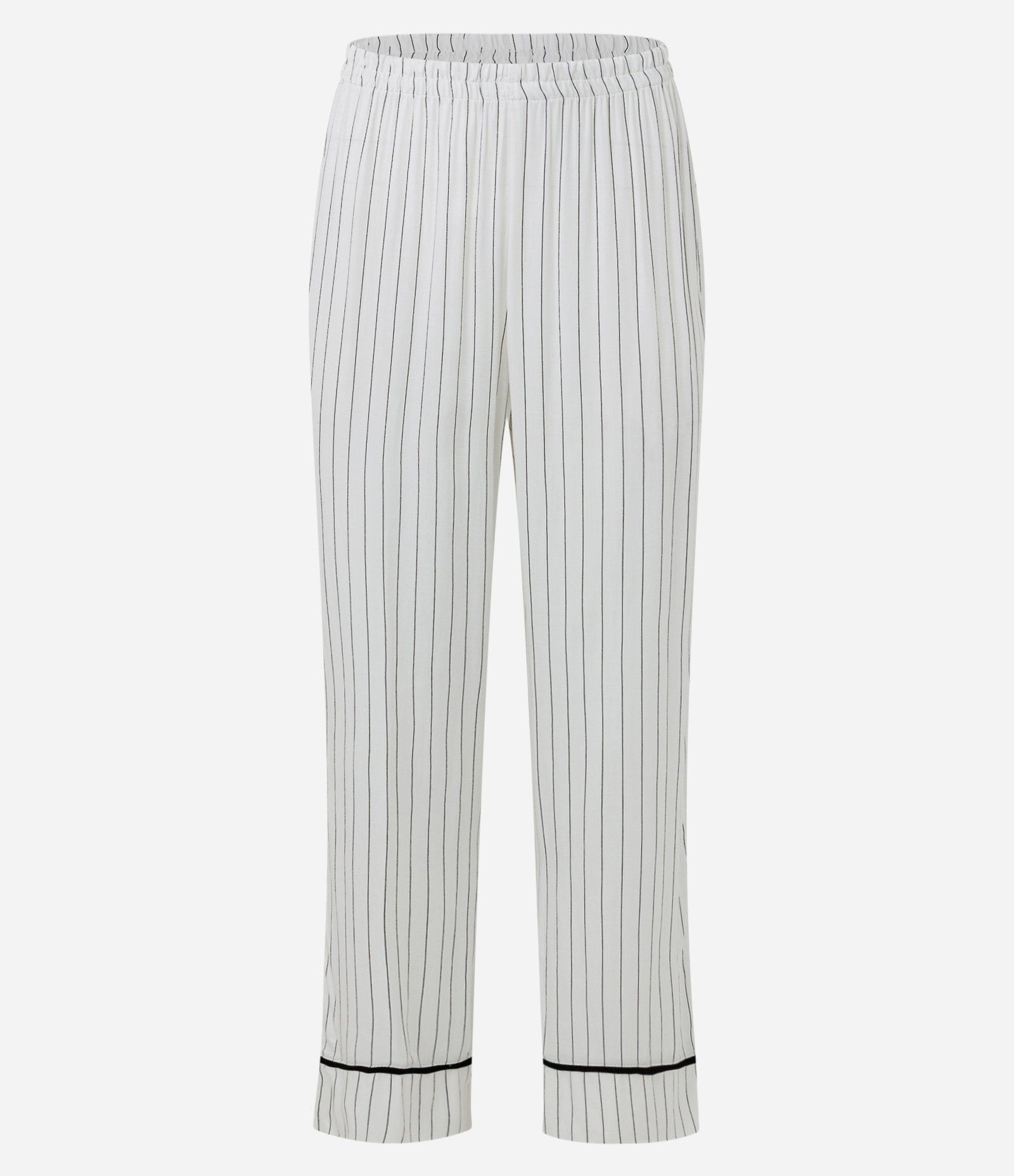 Pijama Longo em Viscose com Estampa Listrada Branco 3