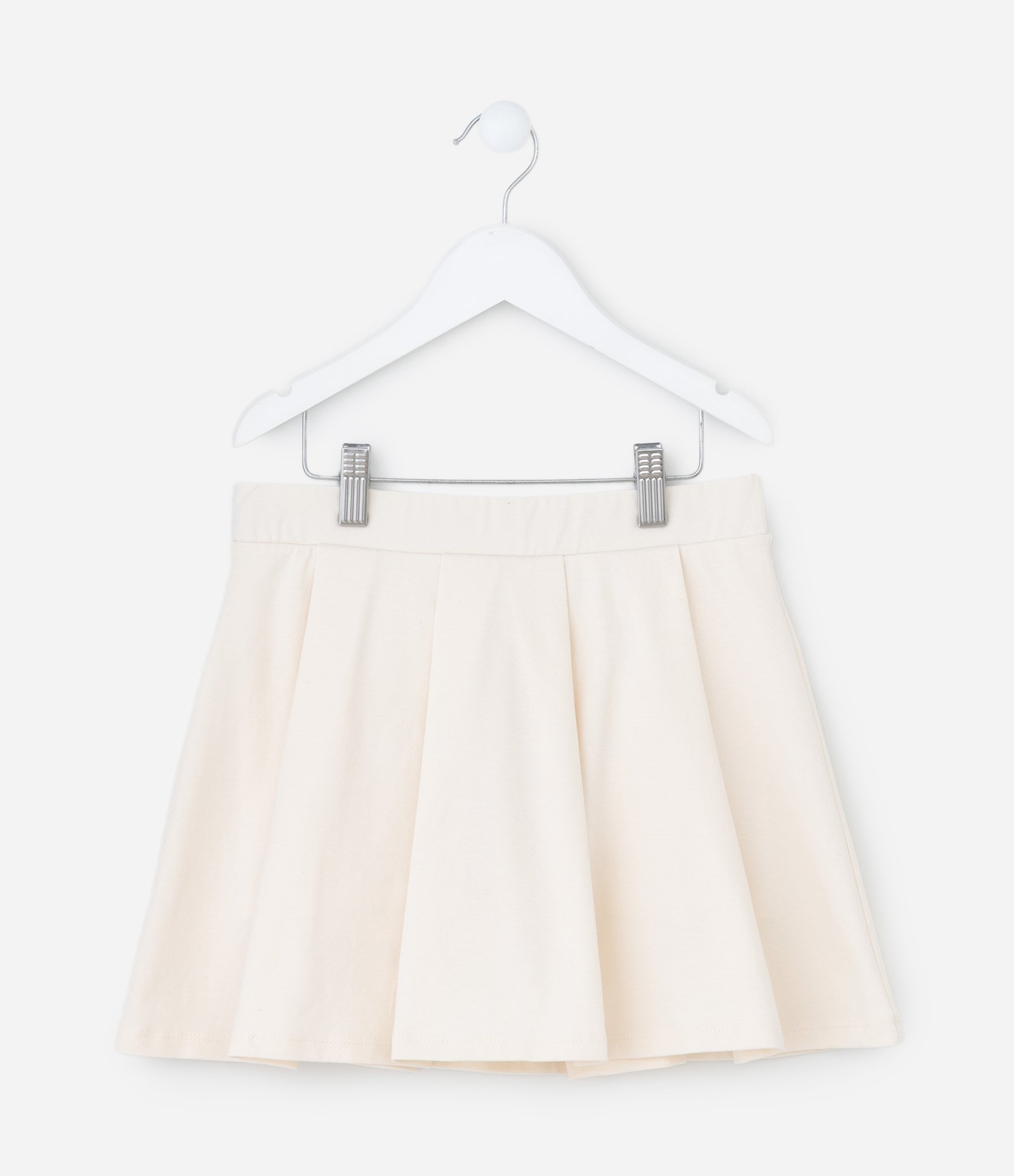 Saia Infantil em Cotton com Pregas e Short Interno – Tam 5 a 16 Anos Off White 2