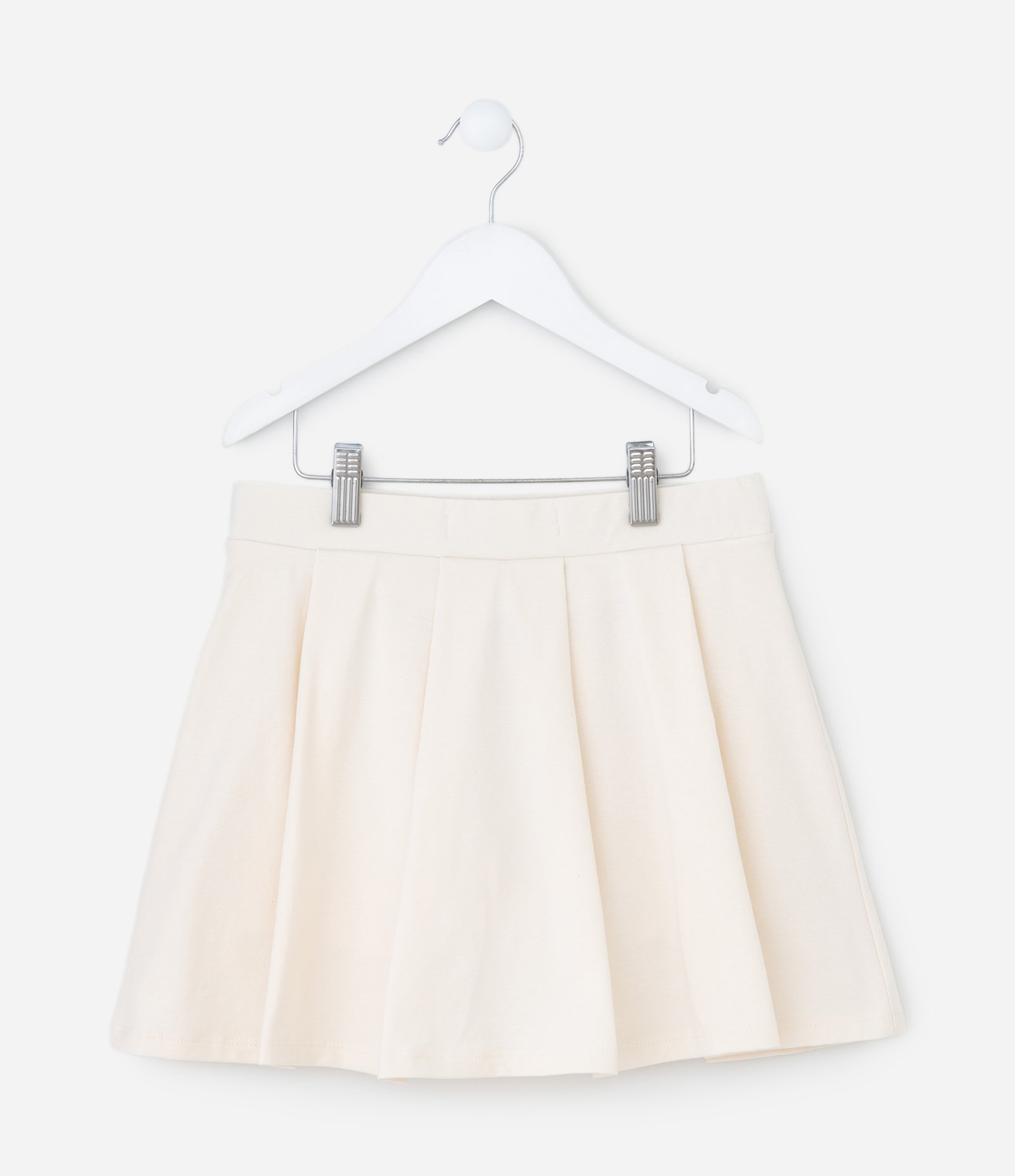 Saia Infantil em Cotton com Pregas e Short Interno – Tam 5 a 16 Anos Off White 3