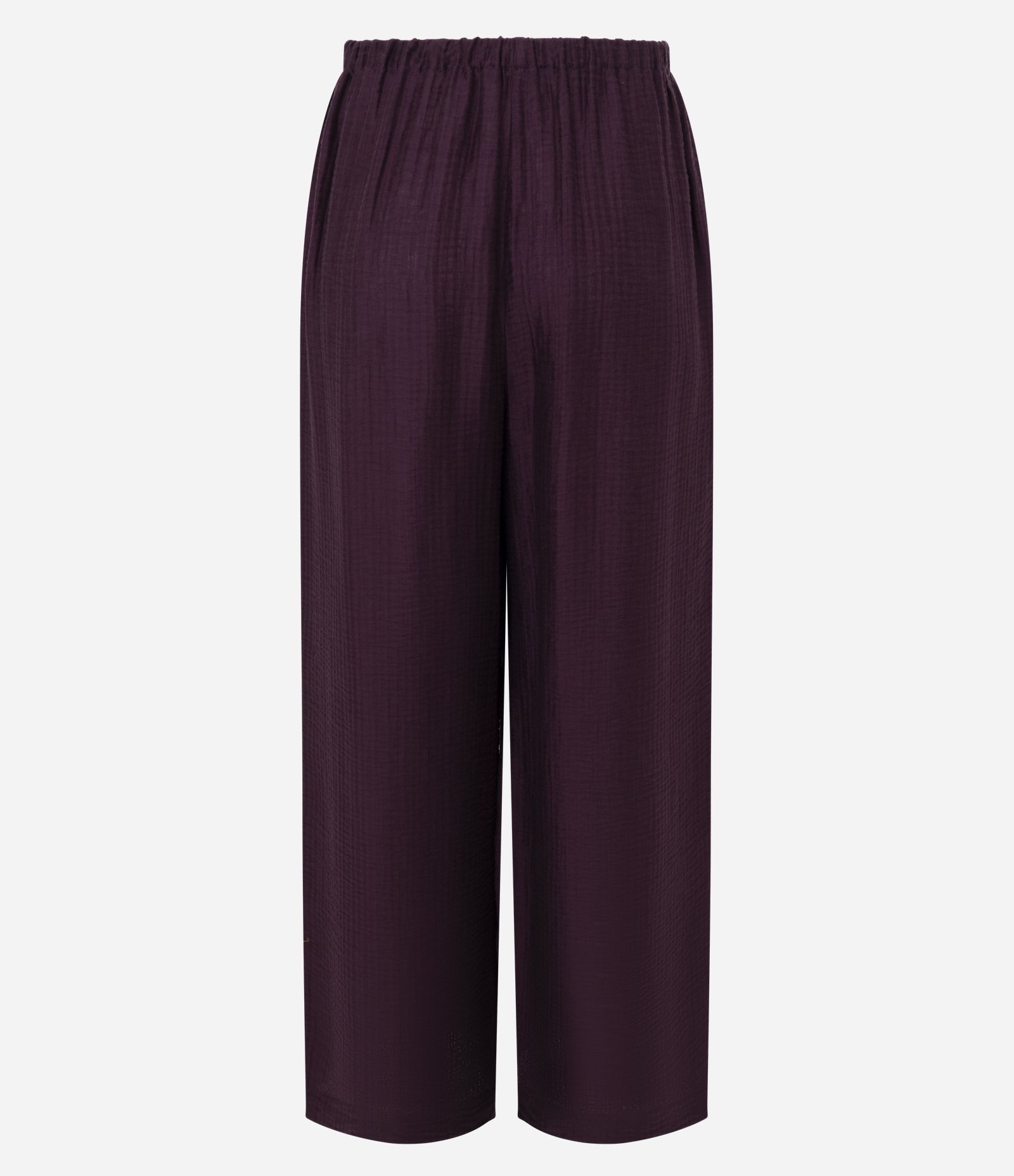 Calça Reta em Viscose com Bolsos Frontais e Cordão para Amarração Vinho 6