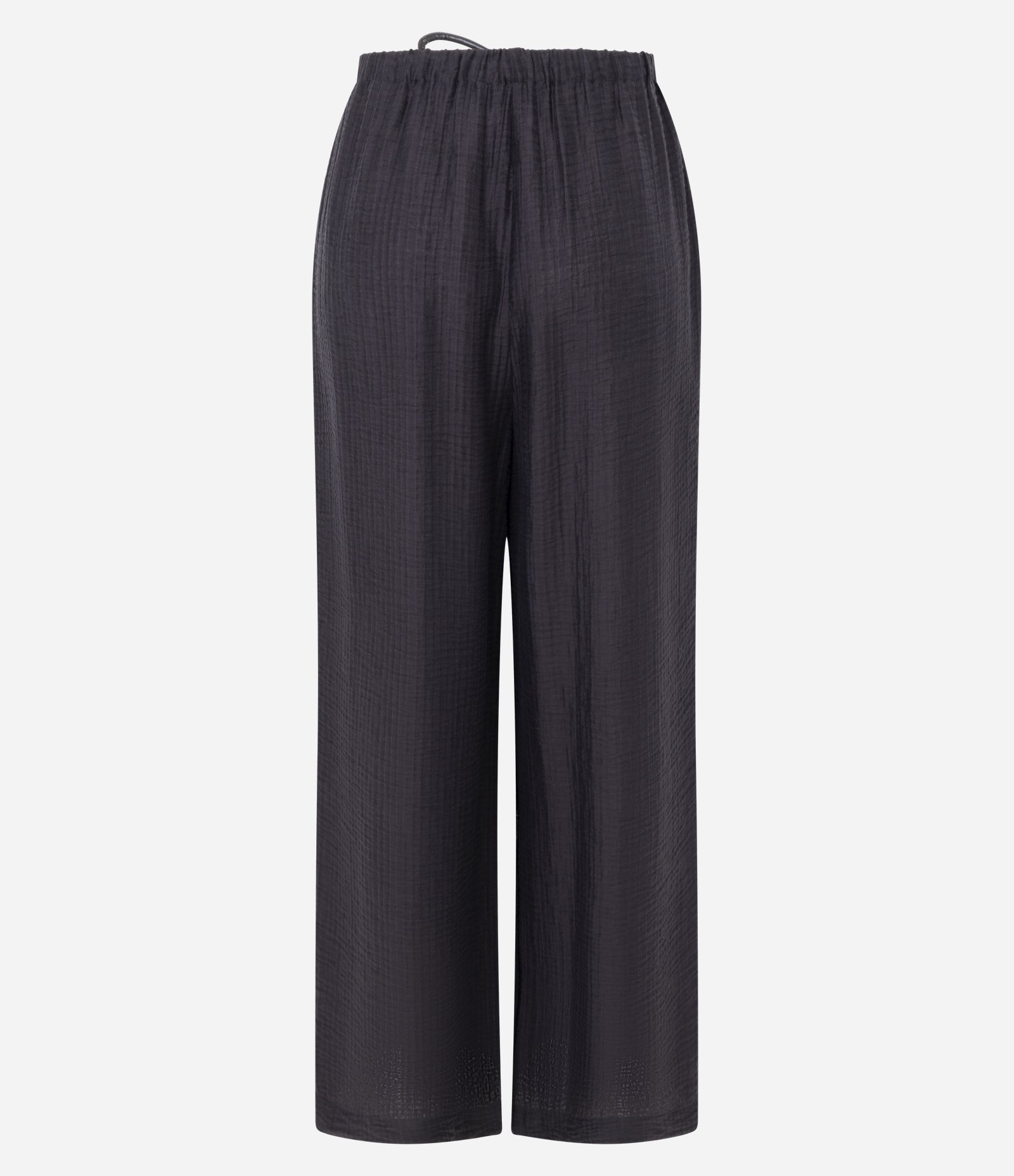 Calça Reta em Viscose com Bolsos Frontais e Cordão para Amarração Cinza 5