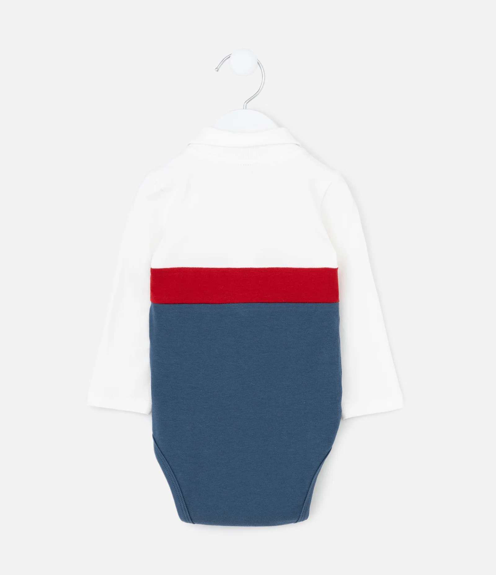 Body Infantil com Gola Polo e Blocos de Cores – Tam 0 a 18 Meses Branco/Vermelho/Azul 3