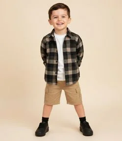 Camisa Infantil em Flanela com Estampa Xadrez – Tam 1 a 6 Anos
