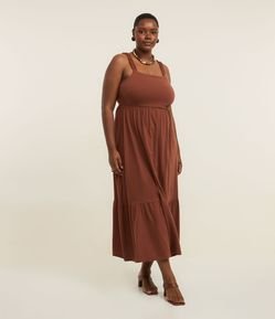 Vestido Midi em Algodão com Babados Curve & Plus Size