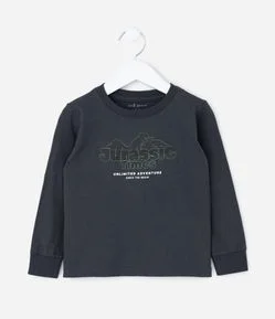 Camiseta Infantil com Estampa de Dinossauro em Relevo – Tam 1 a 5/6 Anos