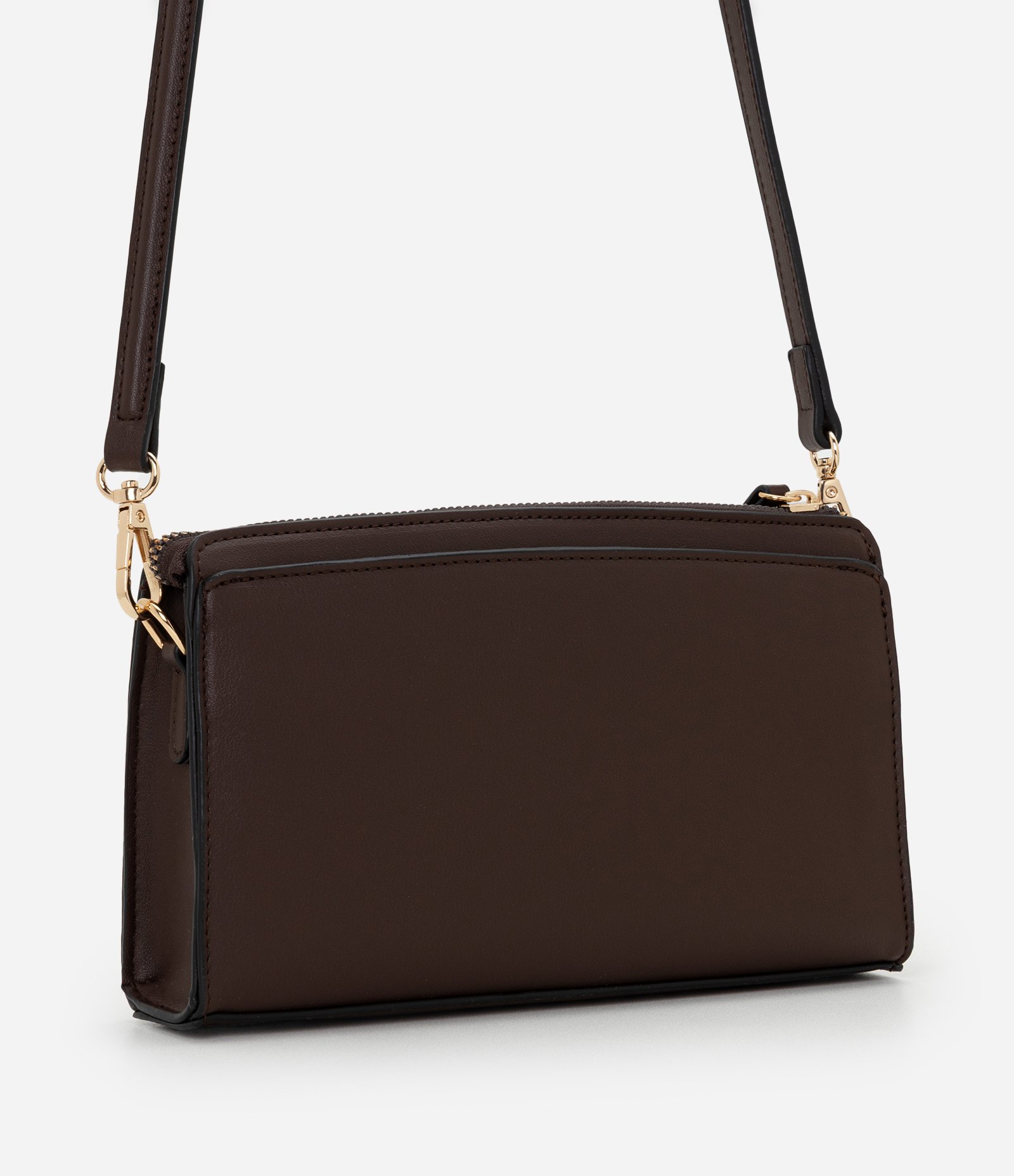 Bolsa Transversal Pequena em PU com Alça Removível Marrom 3