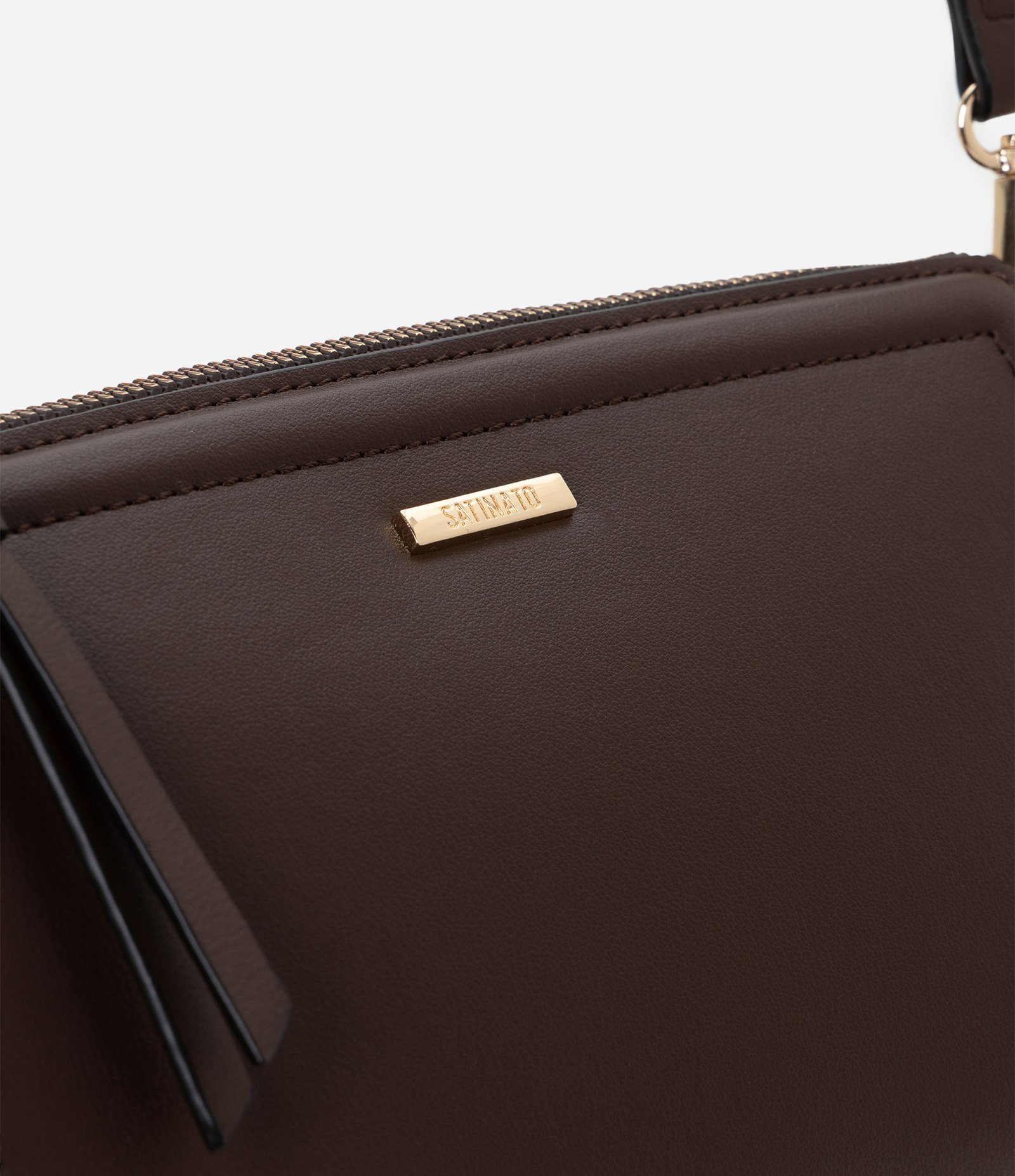 Bolsa Transversal Pequena em PU com Alça Removível Marrom 4