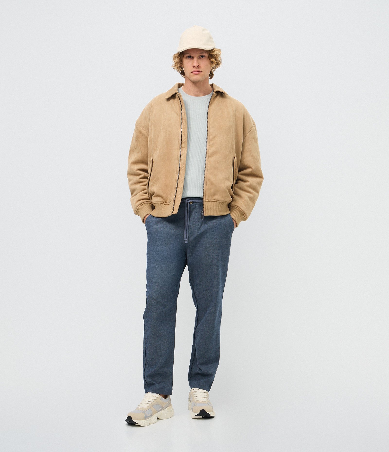 Calça Relaxed Oxford em Algodão Azul 1