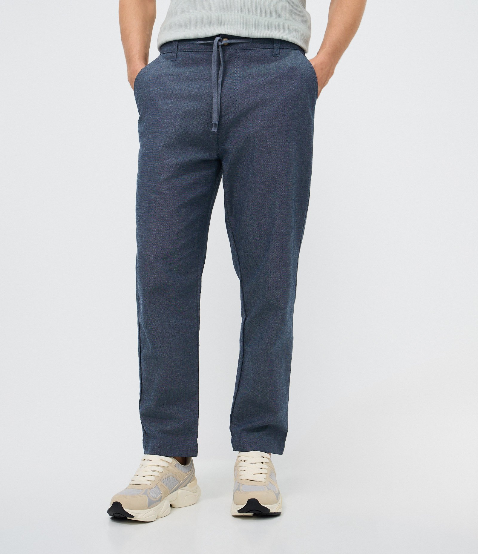 Calça Relaxed Oxford em Algodão Azul 2