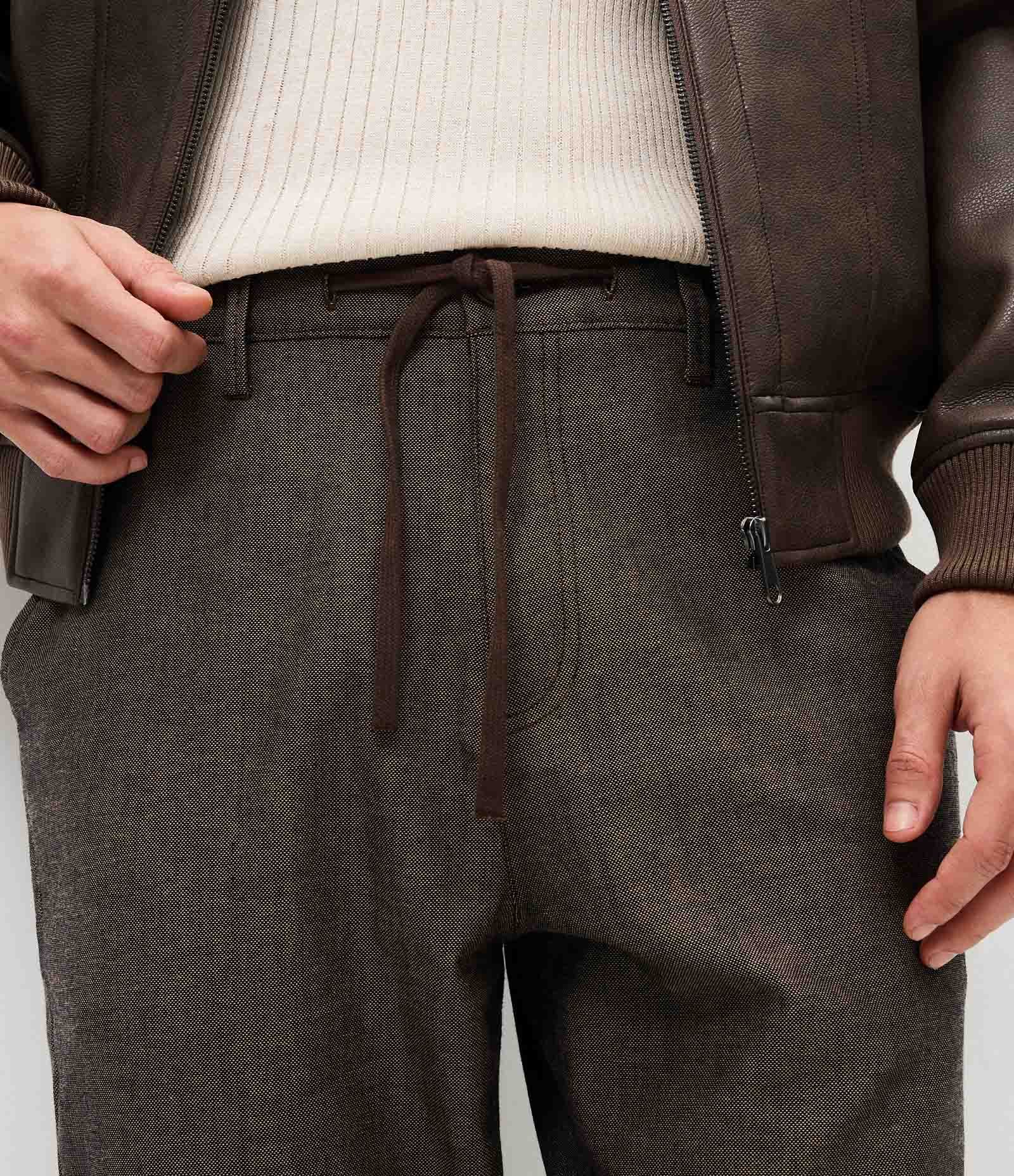 Calça Relaxed Oxford em Algodão Marrom 4