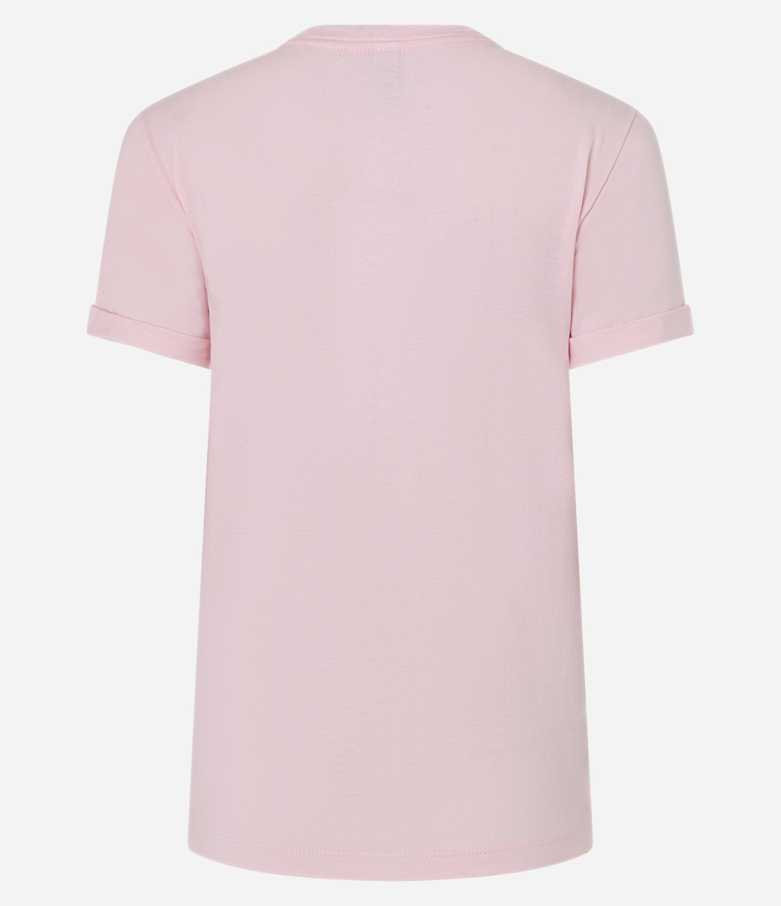 Camiseta Regular em Algodão com Manga Dobrada Rosa 5
