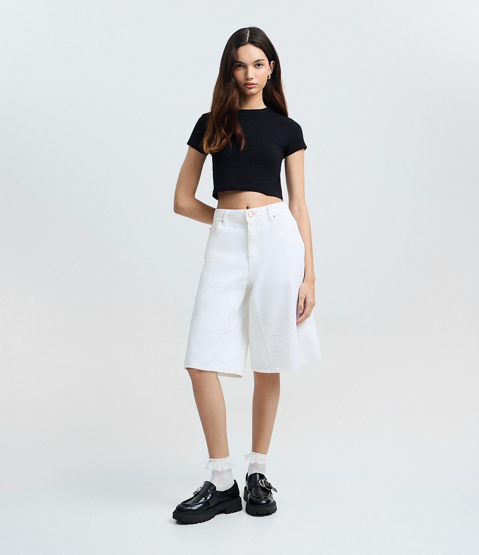 Blusa Baby Tee em Algodão com Cava Deslocada Preto 3
