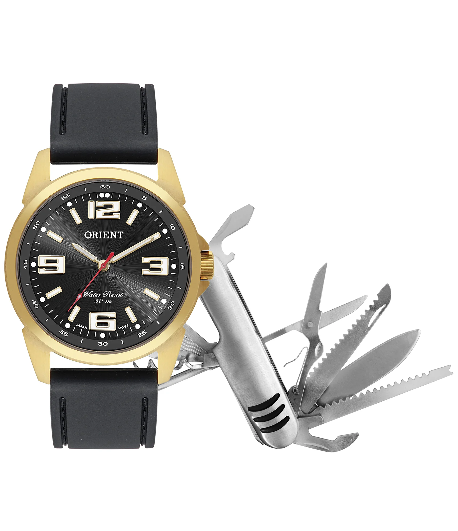 Relógio Analógico Aço e Silicone Orient Preto 1