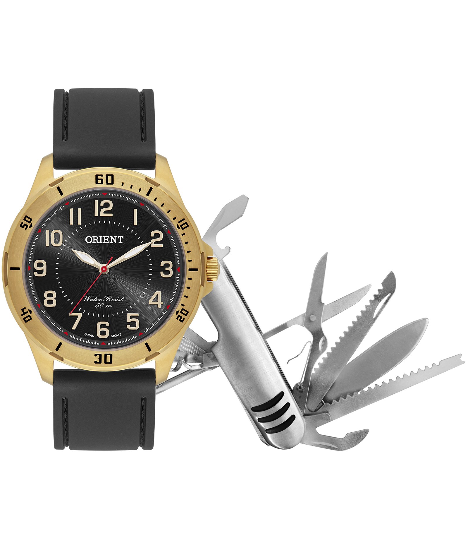 Relógio Analógico Aço e Silicone Orient Preto 1