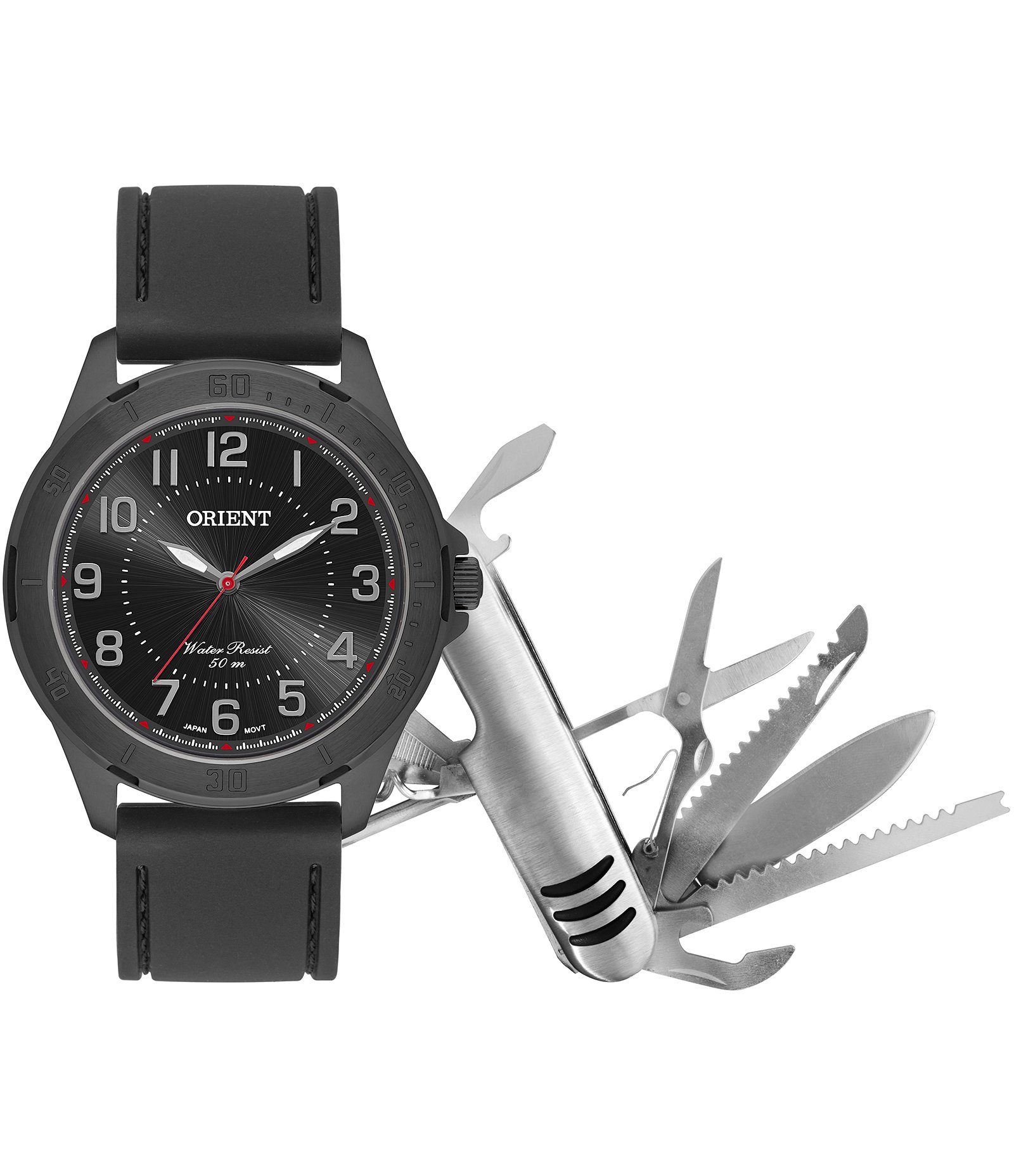 Relógio Analógico Aço e Silicone Orient Preto 1