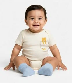 Body Bebê Canelado com Estampa Tigre – Tam 0 a 24 Meses