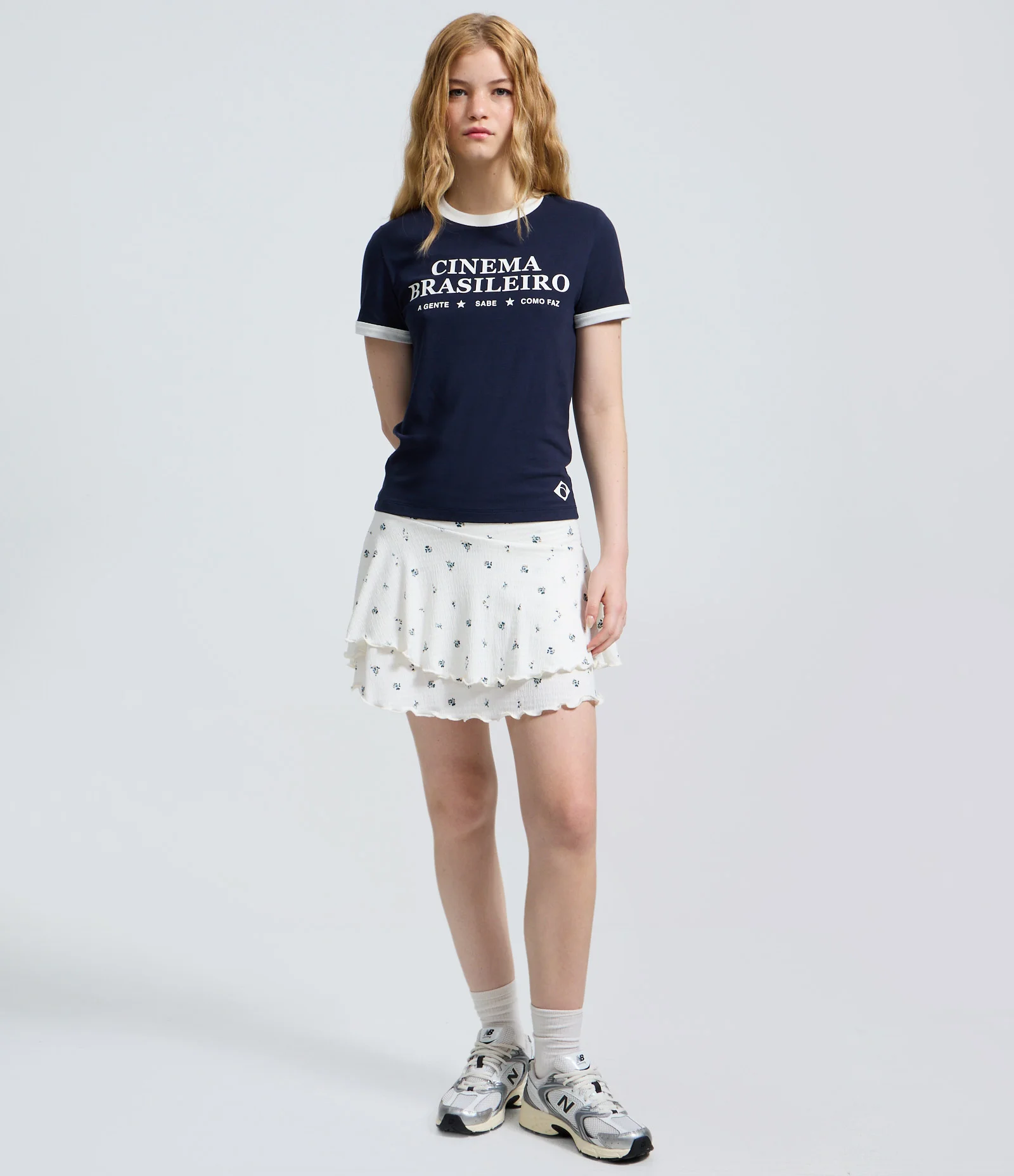 Camiseta em Algodão com Lettering Cinema Brasileiro Azul 2