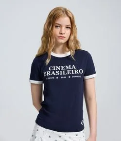 Camiseta em Algodão com Lettering Cinema Brasileiro