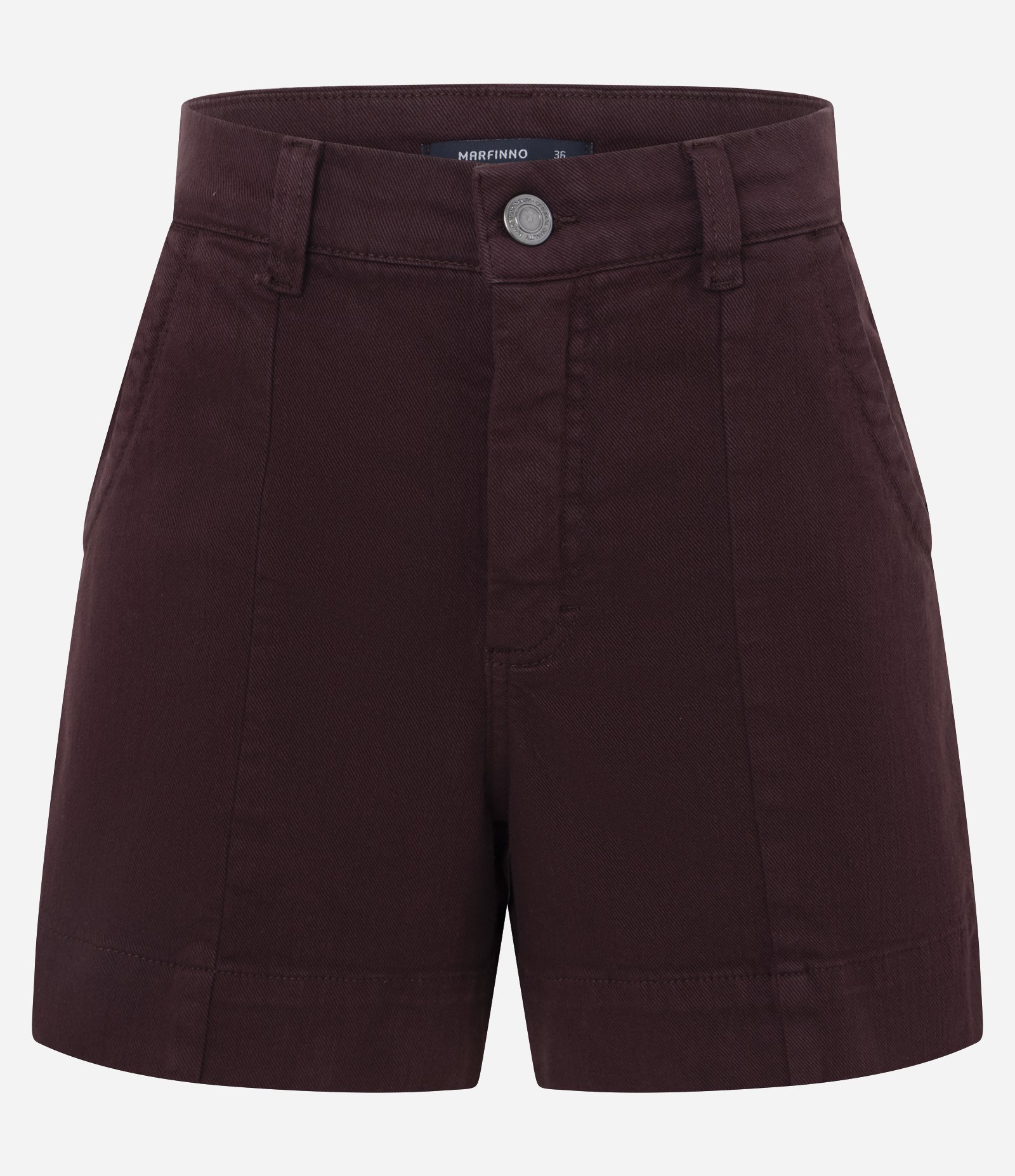 Short Regular em Sarja com Cintura Alta e Bolso Faca Roxo Escuro 5