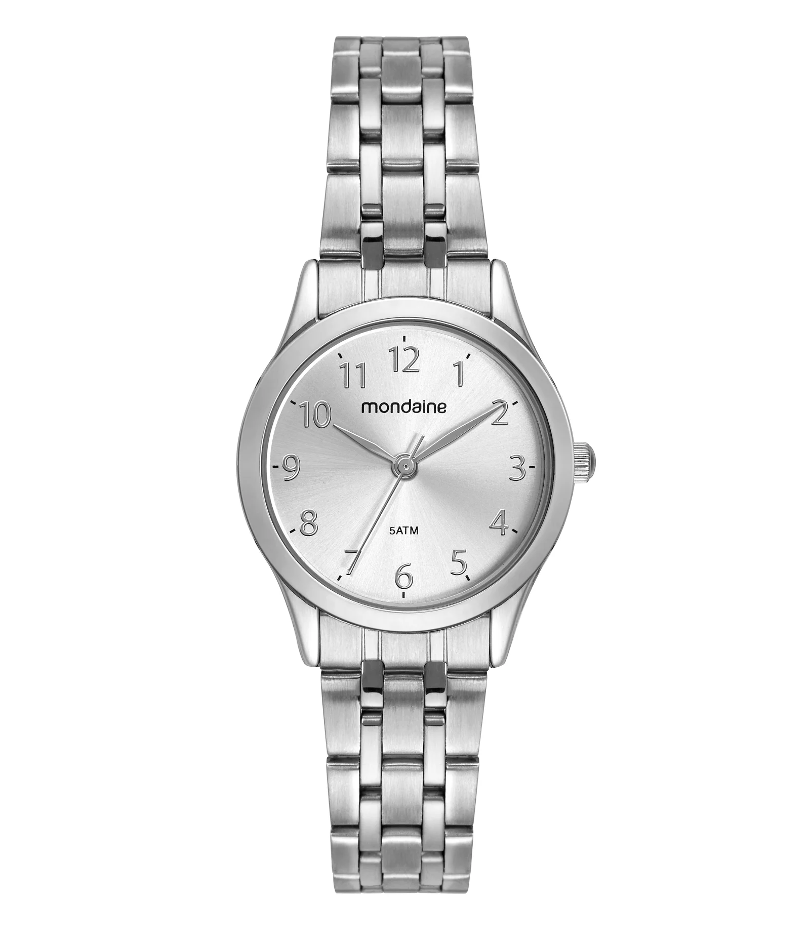 Relógio Aço Feminino Analogico com Caixa em Metal Cromado e Pulseira em Aço Mondaine Prata 1