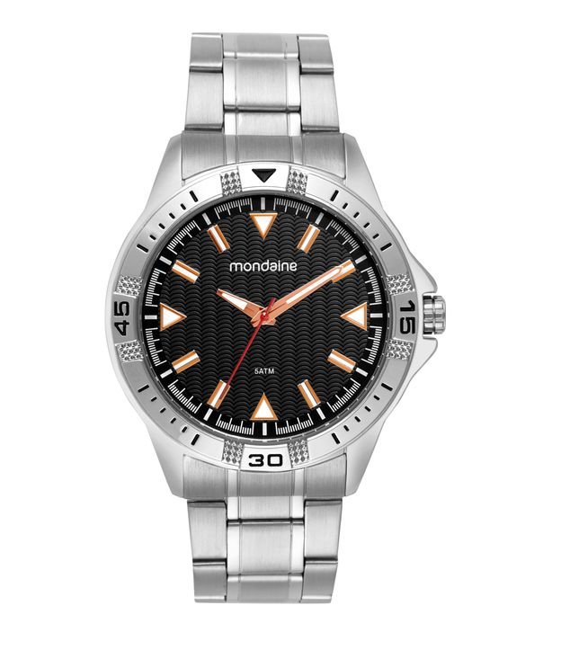 Relógio Aço Masculino Analógico Com Caixa Em Metal Cromada E Pulseira Em Aço Mondaine
