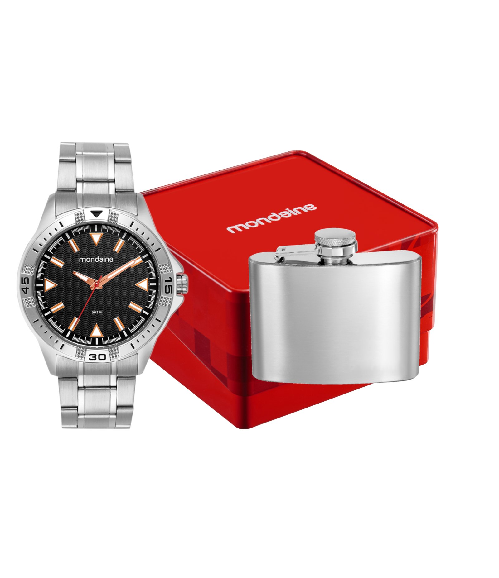 Relógio Aço Masculino Analógico Com Caixa Em Metal Cromada E Pulseira Em Aço Mondaine Prata 2