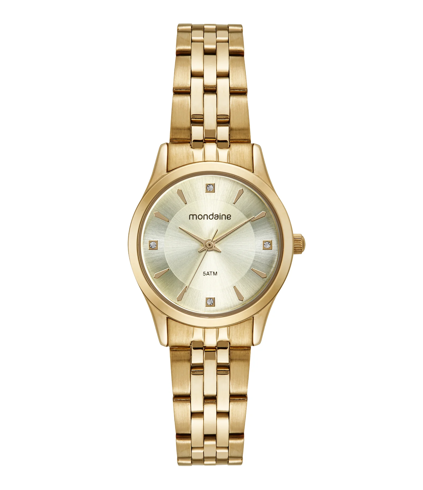 Relógio Aço Feminino Analógico Com Caixa Em Metal E Pulseira Em Aço Mondaine Dourado 1