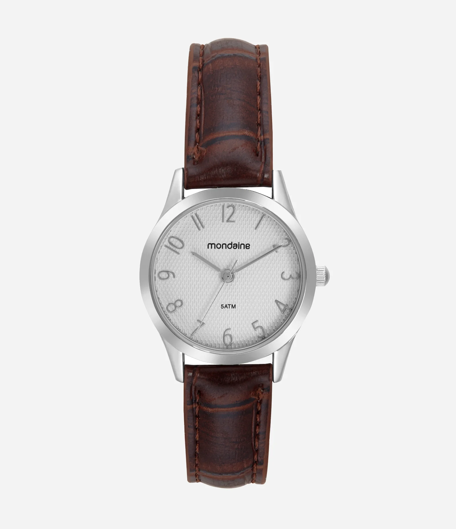 Relógio Feminino Analógico Couro Sintético Com Caixa Em Metal Cromada E Pulseira Em Couro Sintético Mondaine Marrom 1