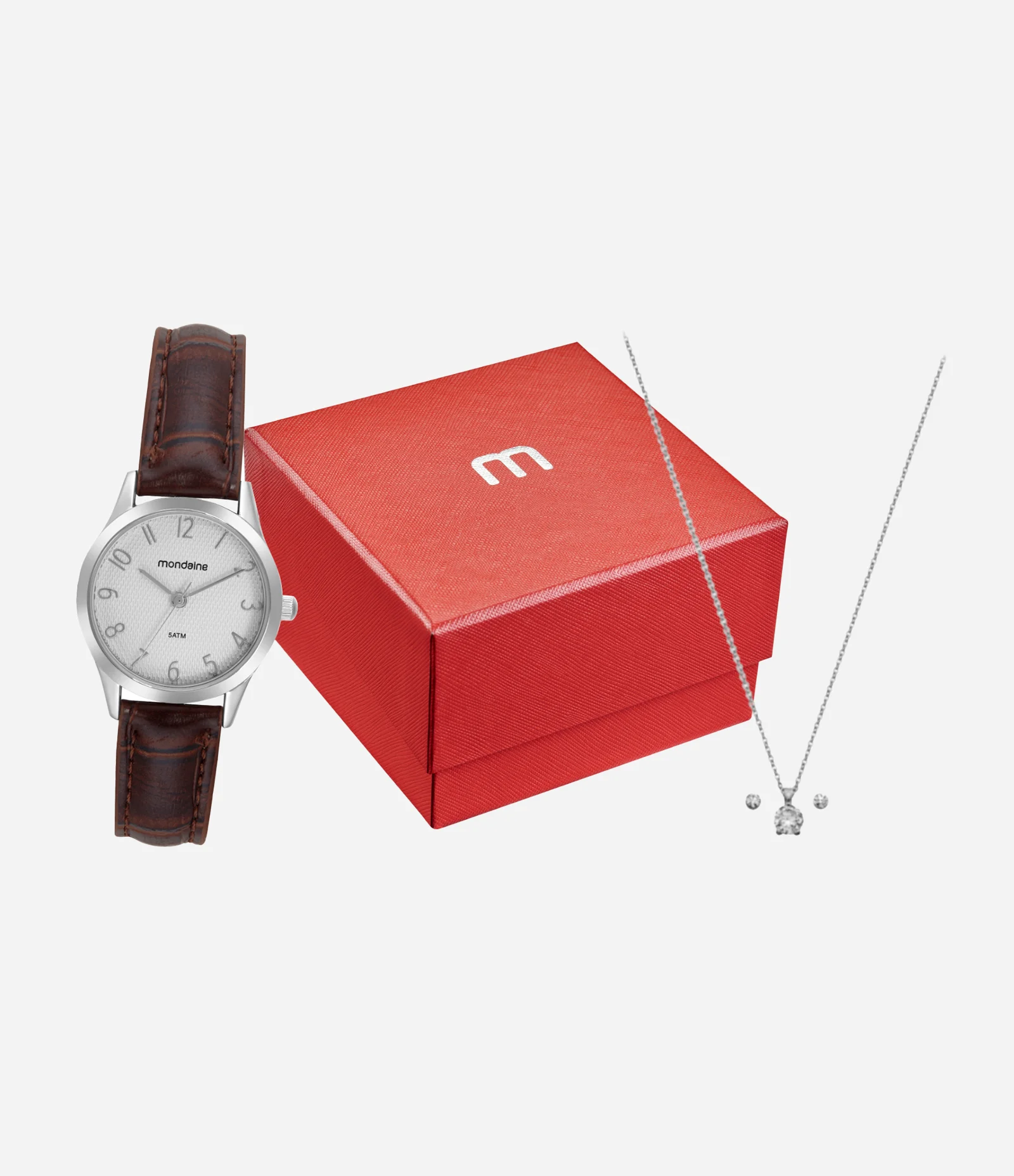 Relógio Feminino Analógico Couro Sintético Com Caixa Em Metal Cromada E Pulseira Em Couro Sintético Mondaine Marrom 2