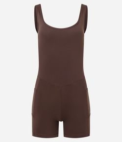 Macaquinho Esportivo em Microfibra com Alças Largas e Bolsos Lateral